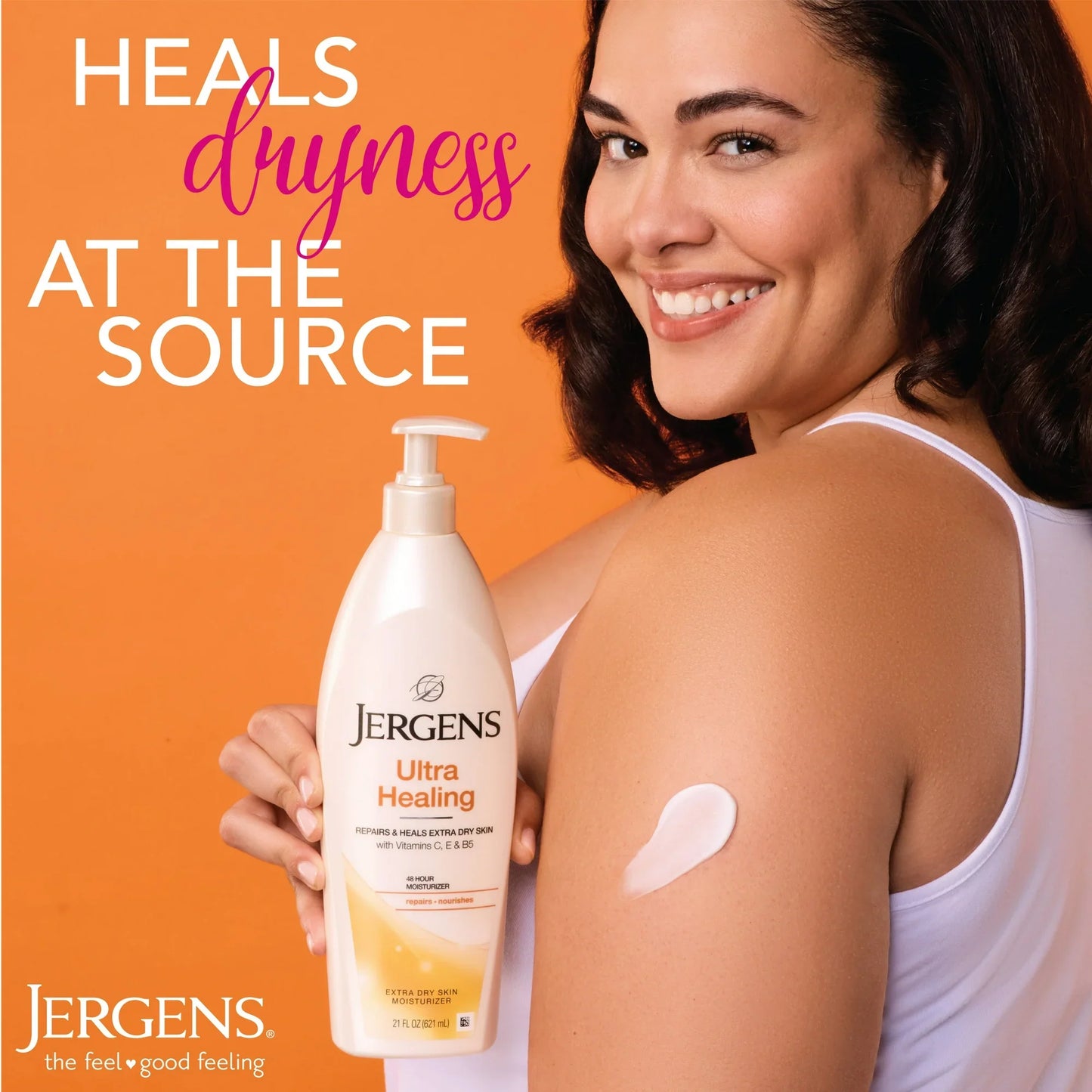 Jergens Ultra Healing Hand and Body Lotion Dry Skin Moisturizer, Vitamins C, E, B5, 2 oz