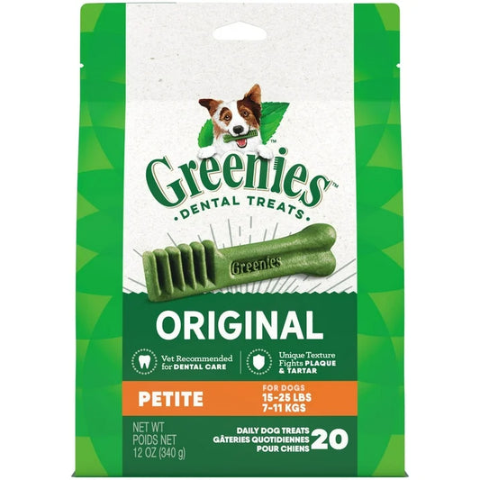Greenies Original Petite Natural Dental Care Dog Treats, 12 Oz Pack (20 Treats)