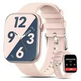 Mingdaln 2025 New 1.85-inch Men Women's Smartwatch with Answer/Make Calls/100 Sports Modes/Message Reminder, IP67 Waterproof Fitness Tracker fits for Android Iphone Devices(Pink)