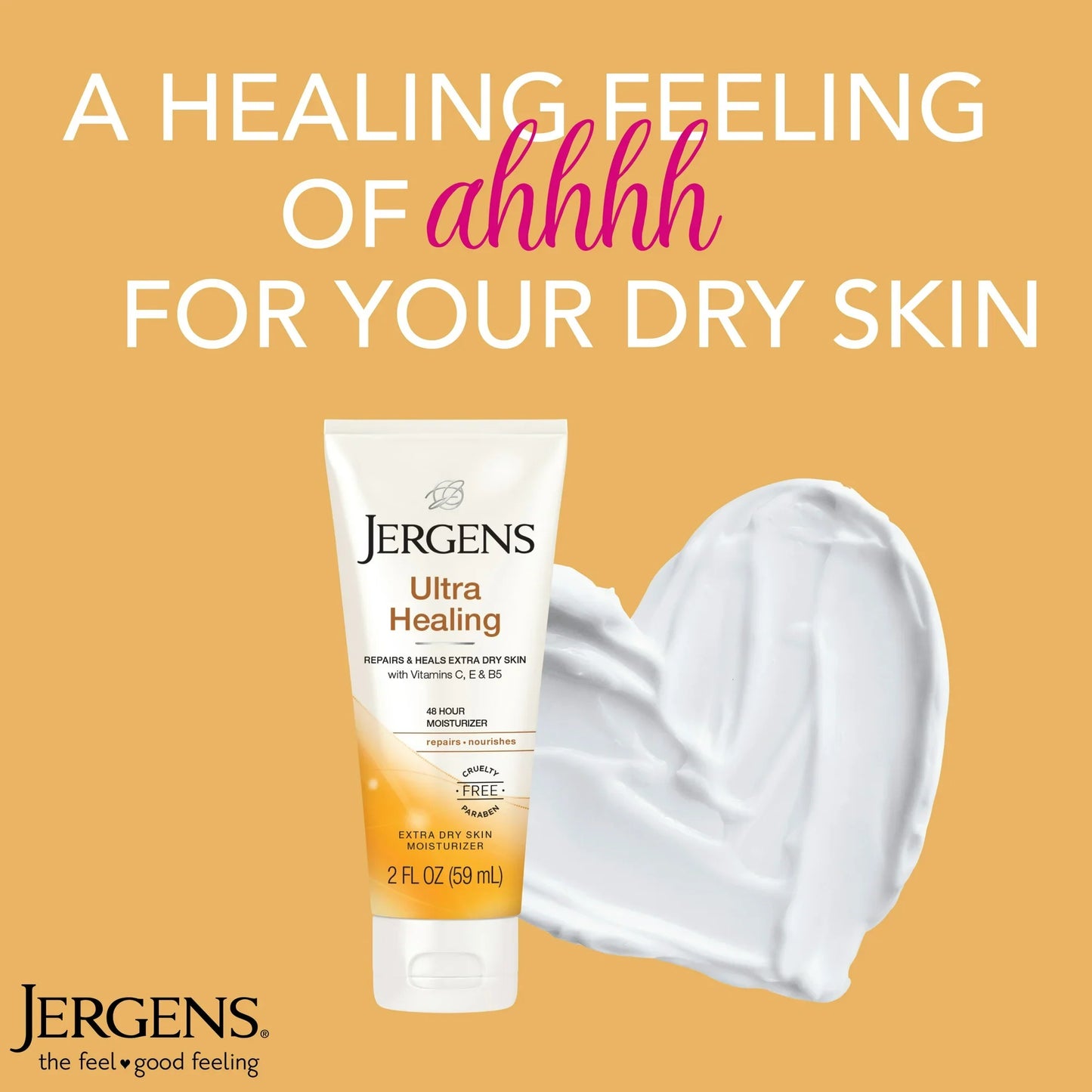 Jergens Ultra Healing Hand and Body Lotion Dry Skin Moisturizer, Vitamins C, E, B5, 2 oz