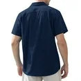 Alimens & Gentle Men's Linen Shirts Short Sleeve Hawaiian Button down Shirt with Pocket
