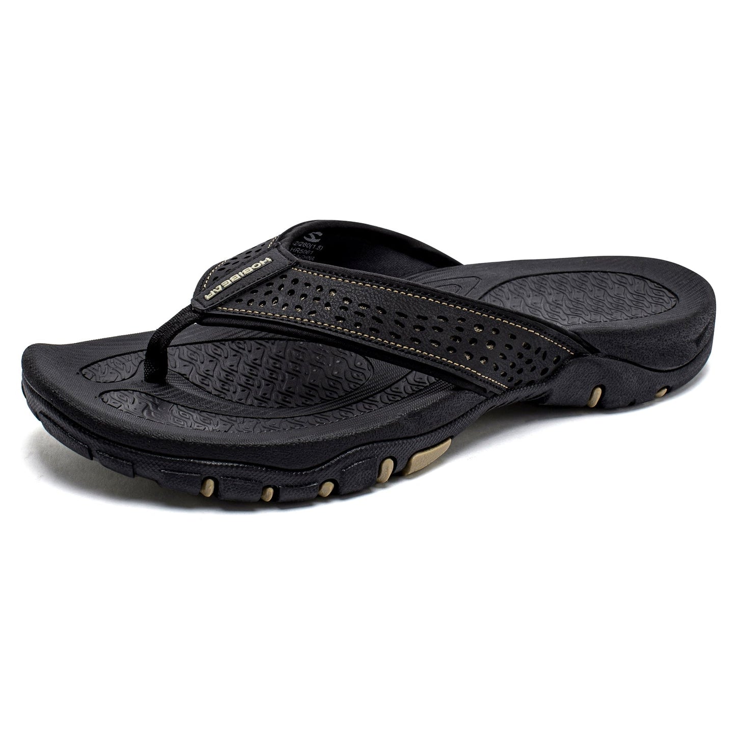 Mens Thong Sandals Indoor and Outdoor Beach Flip Flop Black/Brown (Size 10)
