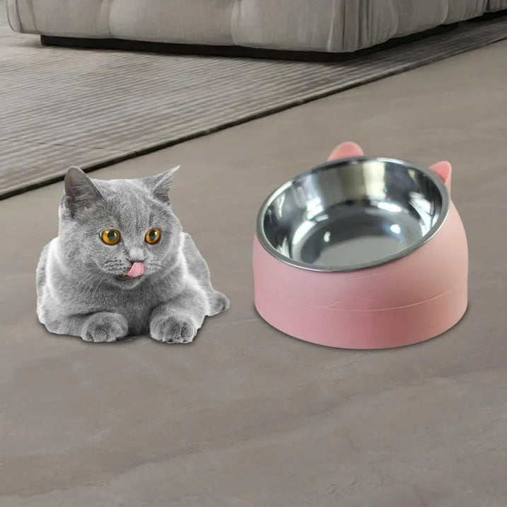 DOLITY Pet Feeder Raised Food Feeder Cat Dog Neck Protective Bowl Pet Supplies Anti Slip Metal Pink