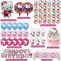 ZOOUSQII Hello Kitty Birthday Party Supplies, Party Decorations Set Include Plates Napkins Banner Balloons Cake Toppers Tableware Party Supplies for Boys Girls Birthday Party PD221-029