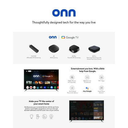 onn Google TV 4K Plus Streaming Device (New 2025) 4K UHD, Dolby Vision, Dolby Atmos