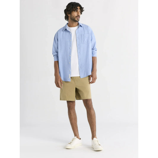 Free Assembly Men's Linen Blend Button Front Shirt with Long Sleeves, Sizes XS-3XL