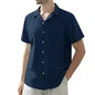 Alimens & Gentle Men's Linen Shirts Short Sleeve Hawaiian Button down Shirt with Pocket