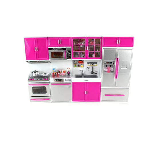My Modern Kitchen Full Deluxe Kit Battery Operated Kitchen Playset : Refrigerator, Stove, Sink, Microwave