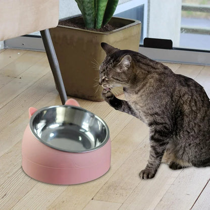 DOLITY Pet Feeder Raised Food Feeder Cat Dog Neck Protective Bowl Pet Supplies Anti Slip Metal Pink