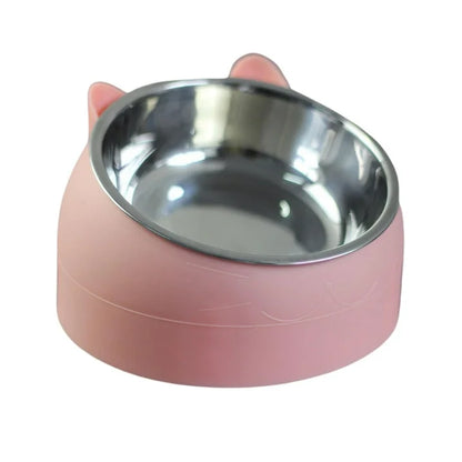 DOLITY Pet Feeder Raised Food Feeder Cat Dog Neck Protective Bowl Pet Supplies Anti Slip Metal Pink