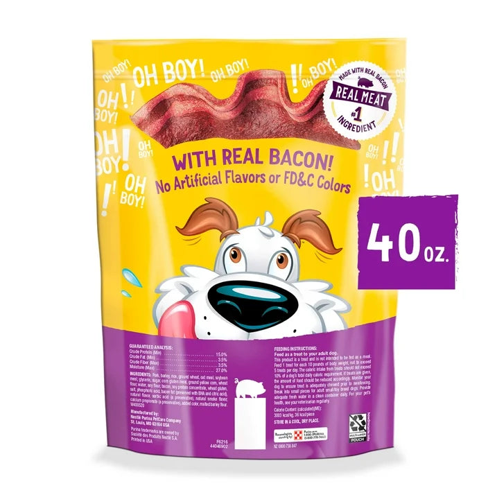 Purina Beggin' Strips Dog Treats Original with Real Bacon Flavor Tender Chews, 40 oz Pouch