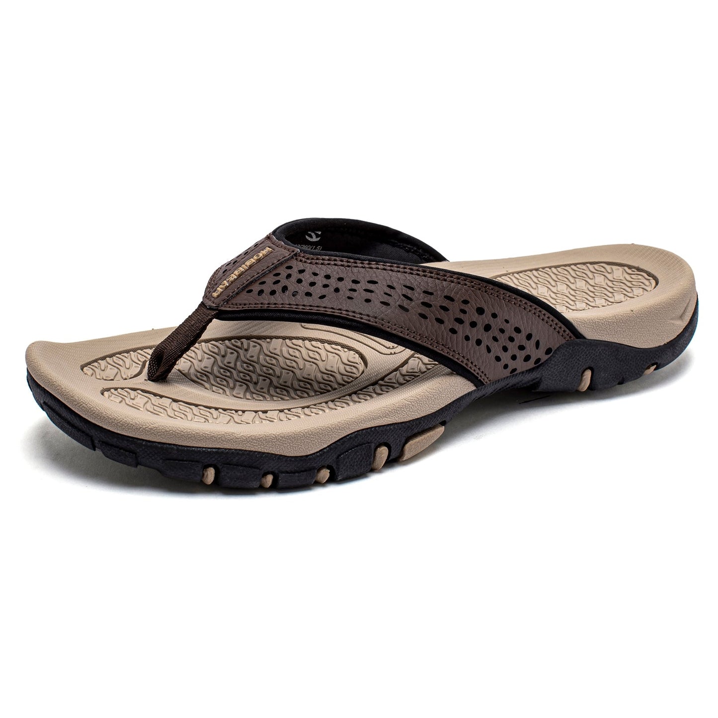 Mens Thong Sandals Indoor and Outdoor Beach Flip Flop Light/Dark Brown (Size 11)