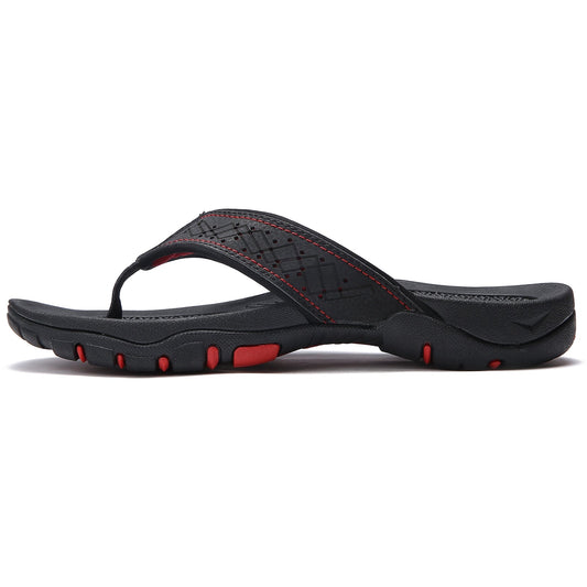 Mens Thong Sandals Indoor and Outdoor Beach Flip Flop Black/Red Size 15